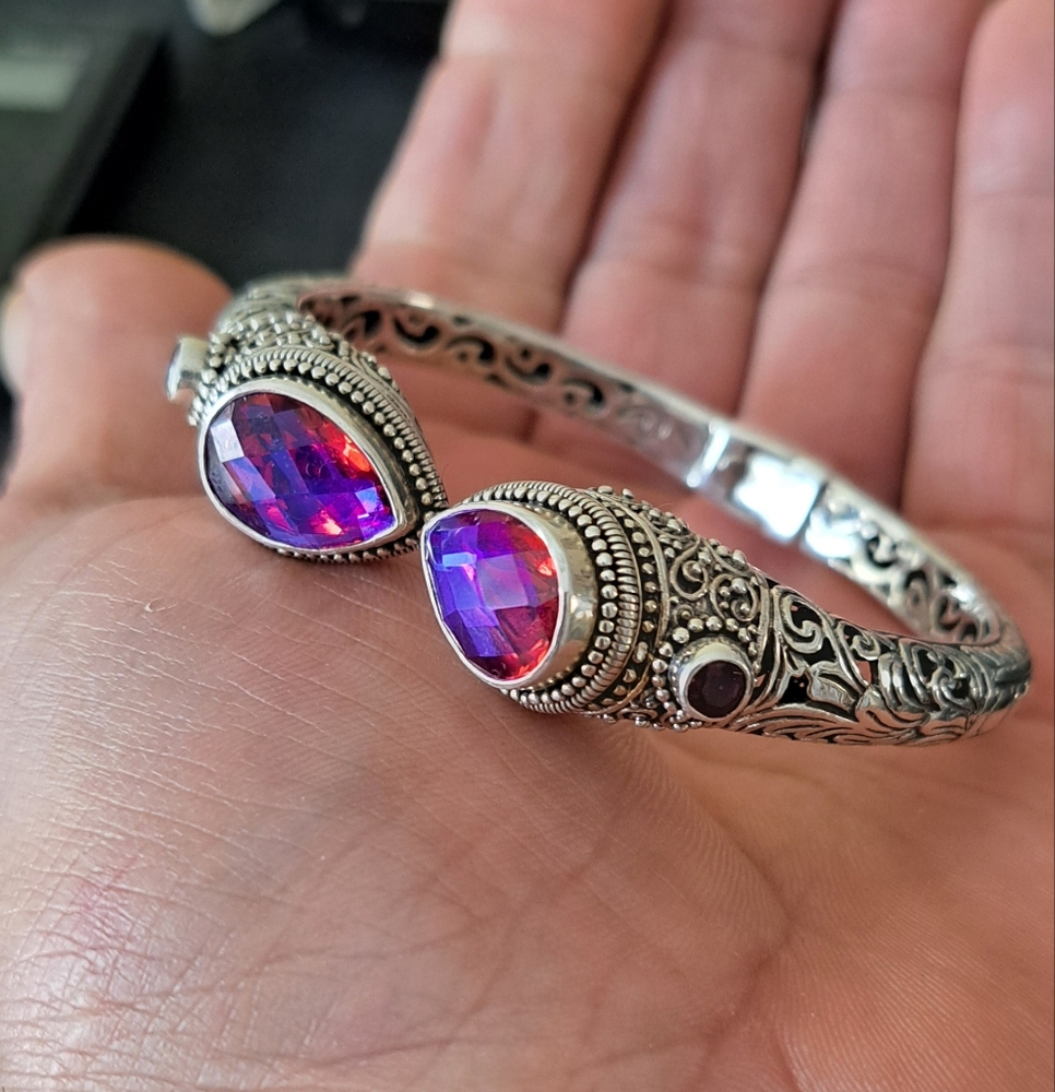 SOLD* Sarda Volcanic Quartz Sterling Silver Spring Cuff Bracelet